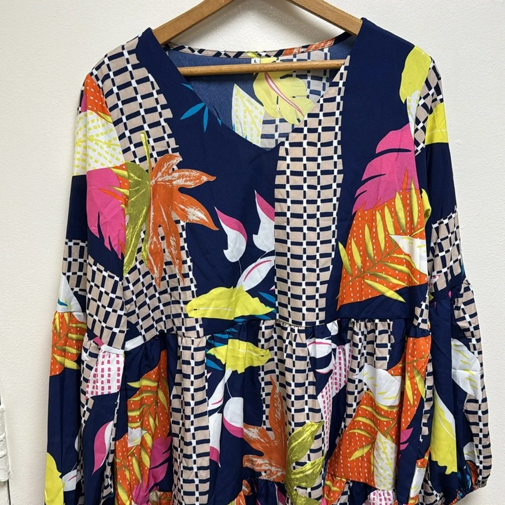 Colorful printed dress.